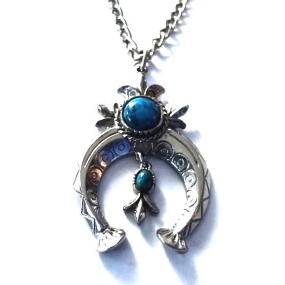 Vintage 1960s ART Arthur Pepper Faux Turquoise Squashblossom Necklace - Picture 3 of 5